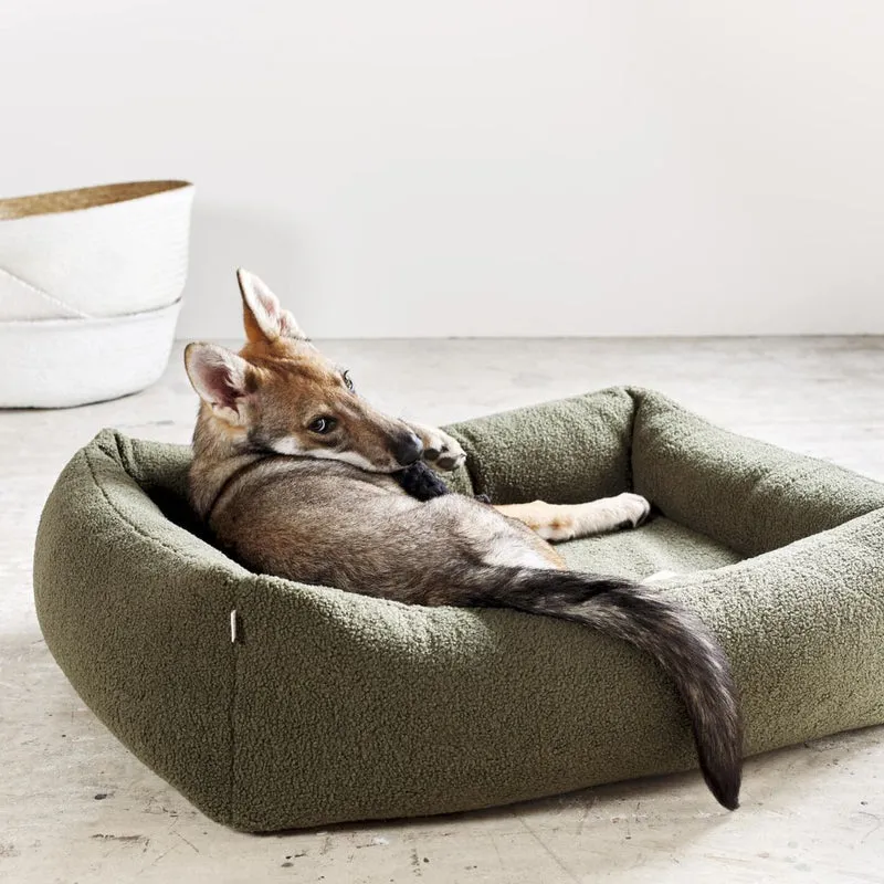 Hundebett Teddy Bouclé Ortho oder Classic Green