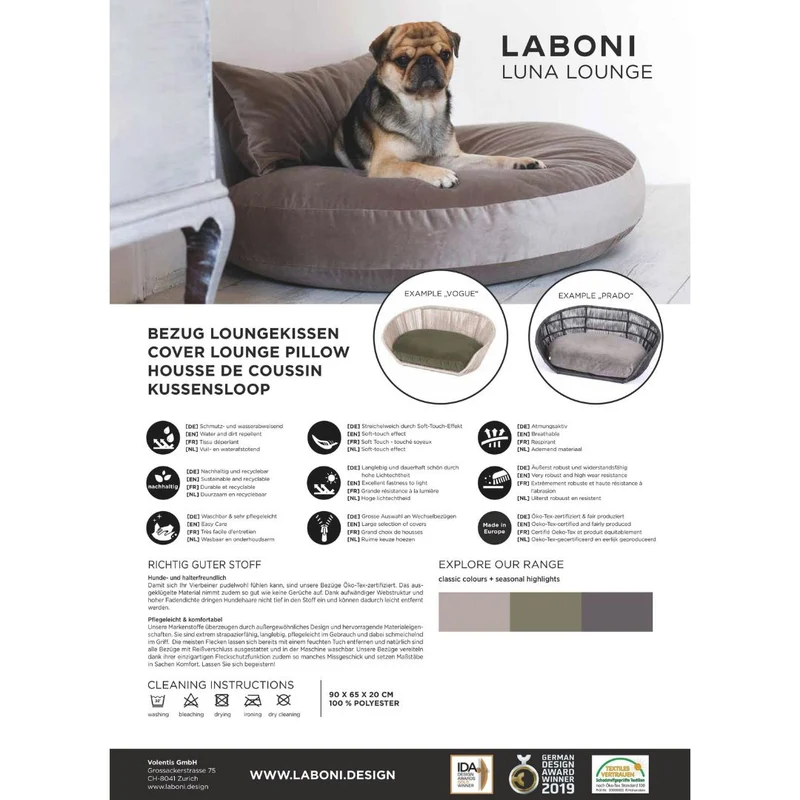 Hundekissen Luna Lounge Oxford Grey