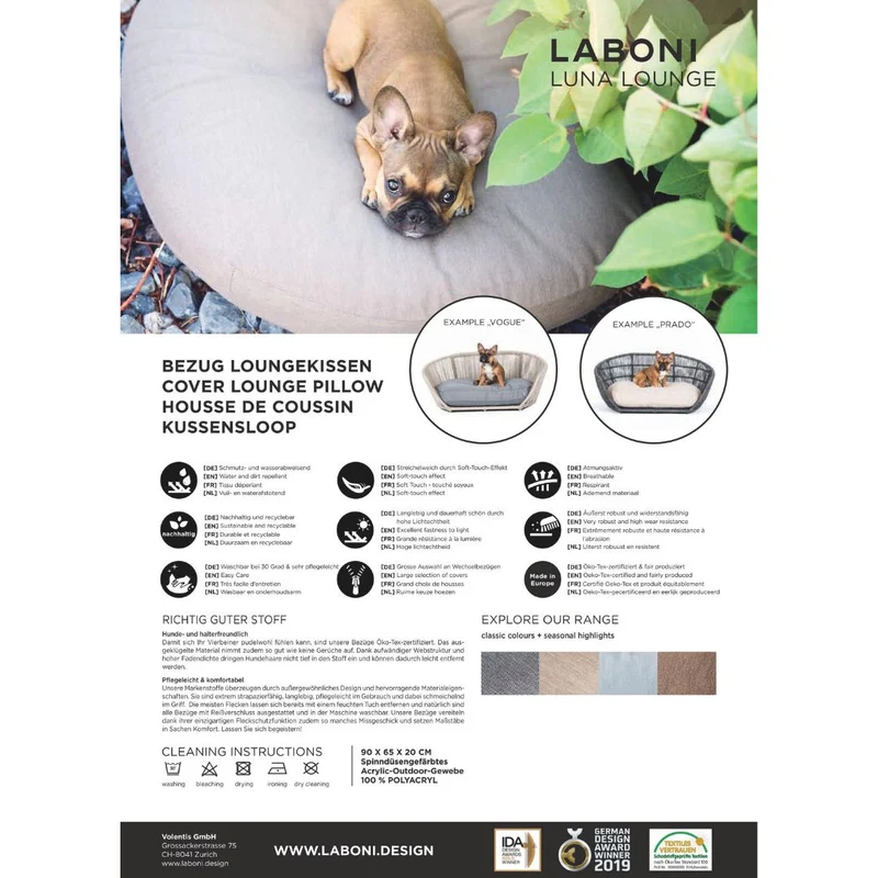 Outdoor Hundekissen Luna Lounge Smooth Black Silk