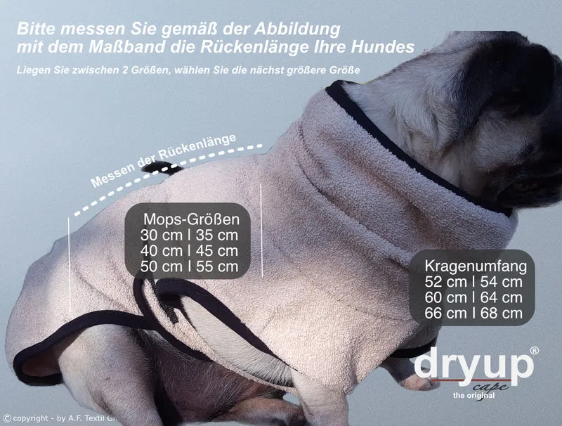 Dryup Cape Hundebademantel Mops und Bulldogge Sand