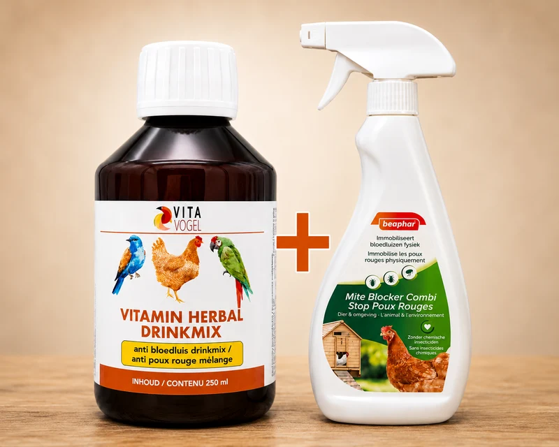 Vitamin-Kräuter-Getränkemischung 500 ml (Getränkemischung gegen rote Läuse) + Beaphar Milbenblocker Kombi-Spray 500 ml