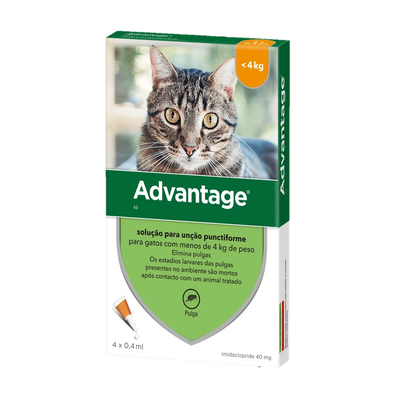 Advantage Gato – Antiparasitário Anti-Pulgas | Caixa com 4 Pipetas