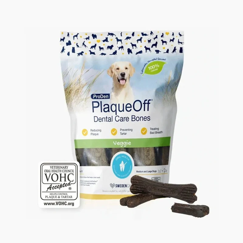 PlaqueOff Veggie Bones Cão – Ossos Dentários Vegan | Baixas Calorias | Higiene Oral