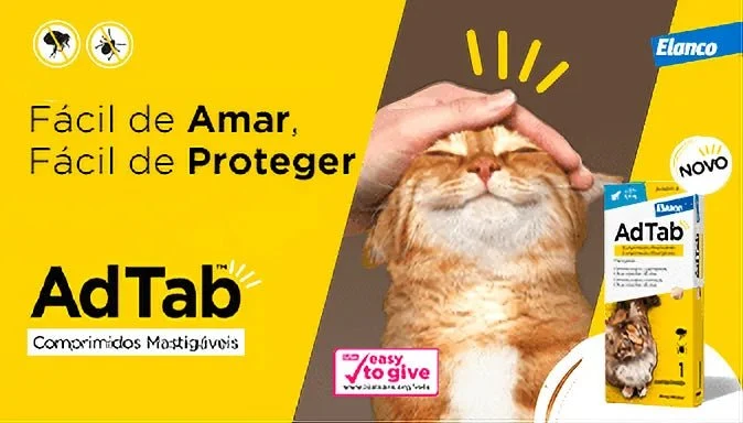 AdTab Gato Comprimido Antiparasitário | Pulgas e Carraças 90 Dias Proteção - Caixa com 3 comprimidos