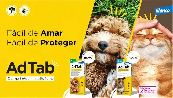 AdTab Gato Comprimido Antiparasitário | Pulgas e Carraças 90 Dias Proteção - Caixa com 3 comprimidos