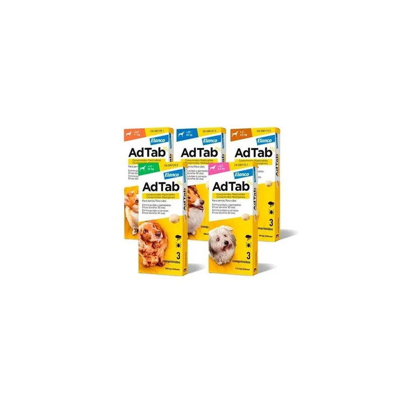 AdTab Cão Comprimido Antiparasitário | Pulgas e Carraças - Proteção 90 Dias Caixa com 3 comprimidos