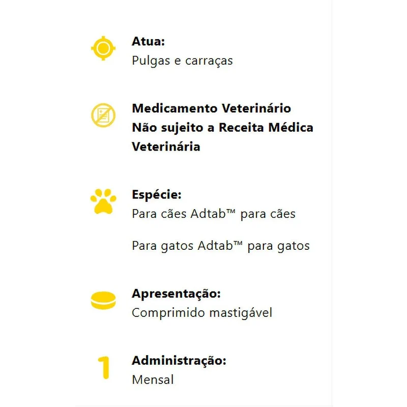 AdTab Cão Comprimido Antiparasitário | Pulgas e Carraças - Proteção 90 Dias Caixa com 3 comprimidos