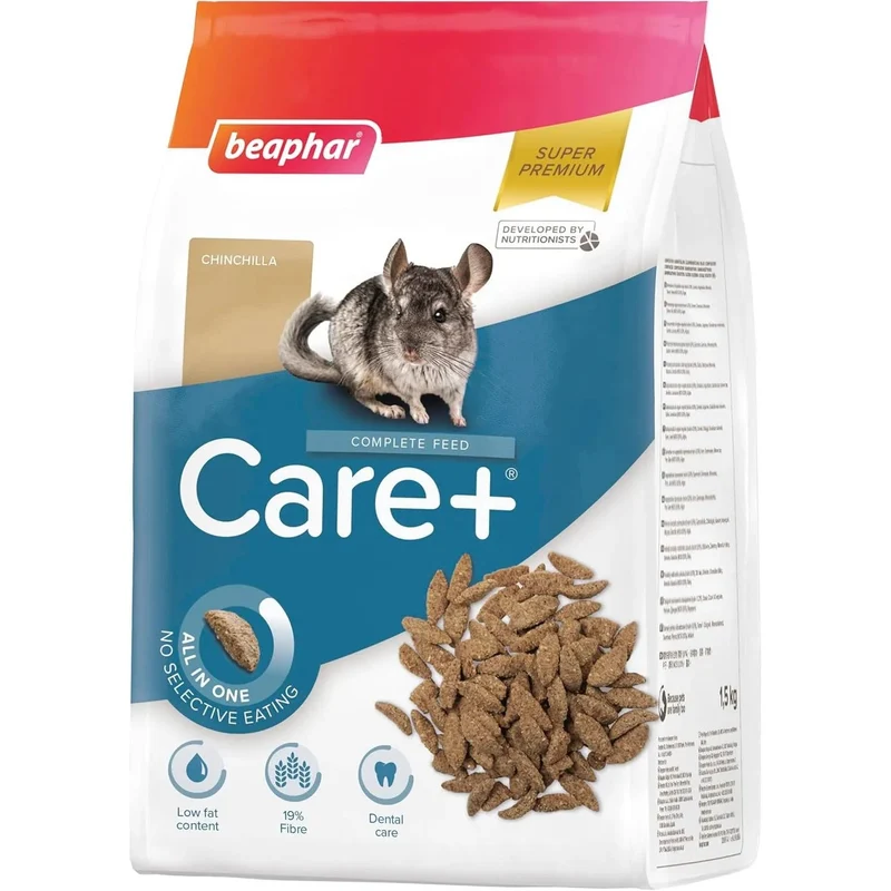 Beaphar Care+ Alimento para chinchila 1,5 kg - nutrição completa, sabor natural