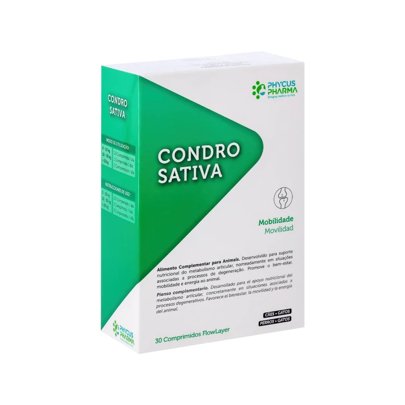 Condrosativa 30 Comprimidos | Condroprotetor com CBD /óleo de cânhamo para Cães e Gatos