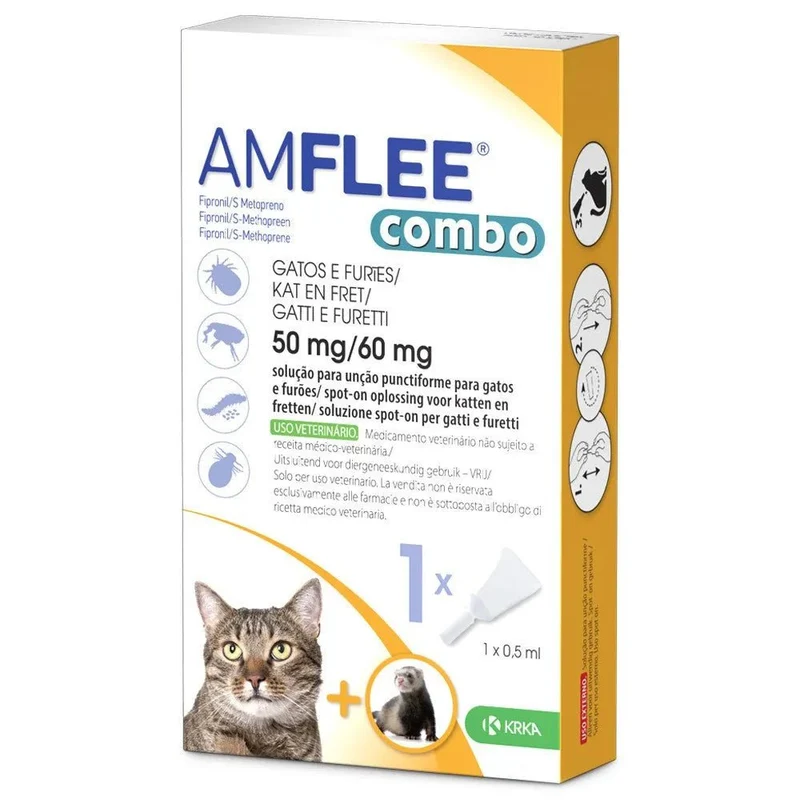 Amflee Combo - Pipeta contra pulgas e carraças para gato (caixa com 1 pipeta)