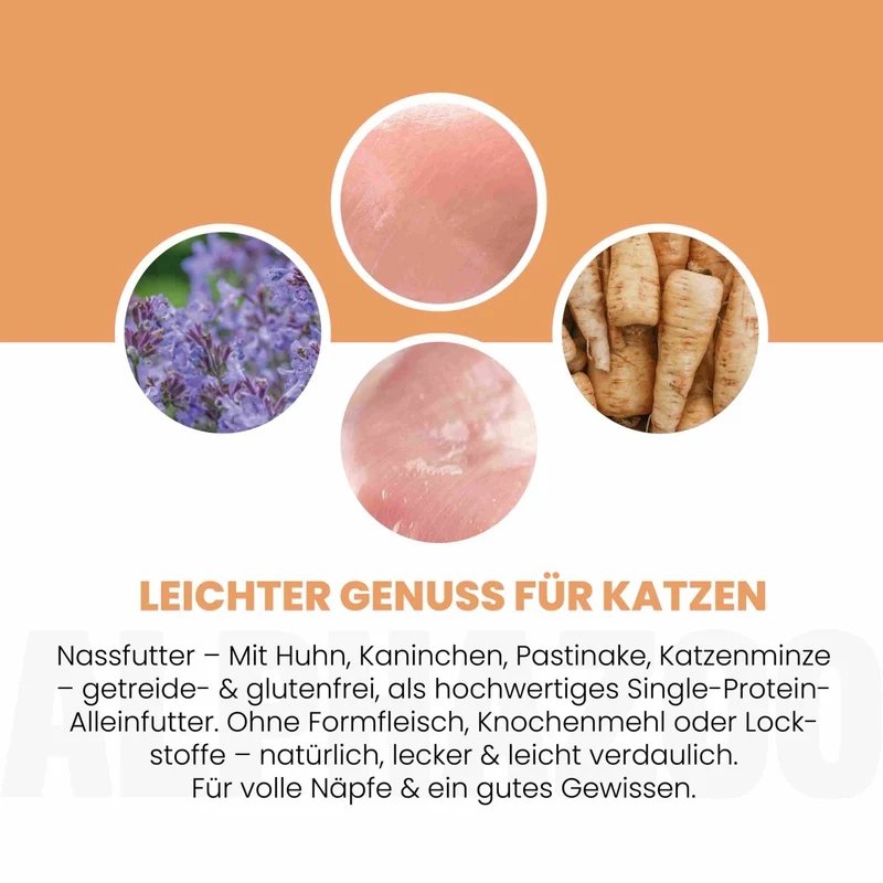 Kaninchen + Huhn Nassfutter für Katze