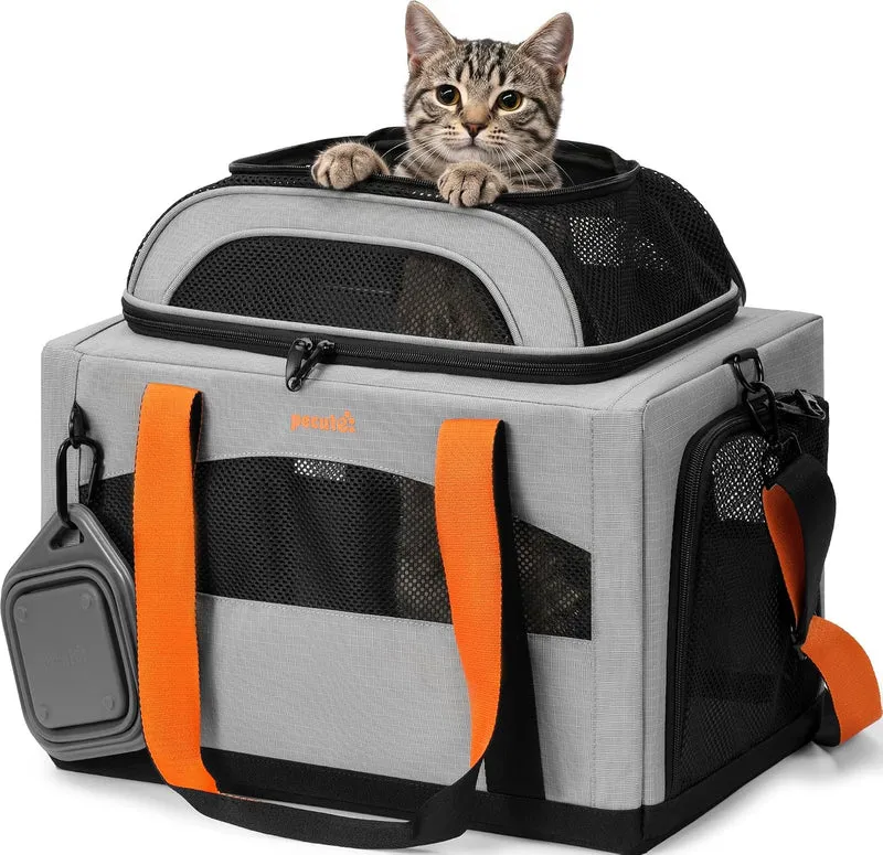 Transportador Expansível para Gatos – Aprovado por Companhias Aéreas | Extensão Superior | 42×28×23 cm