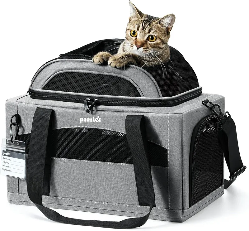 Transportador Expansível para Gatos – Aprovado por Companhias Aéreas | Extensão Superior | 42×28×23 cm