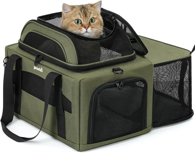 Transportador Expansível para Gatos – Aprovado por Companhias Aéreas | Extensão Superior | 42×28×23 cm