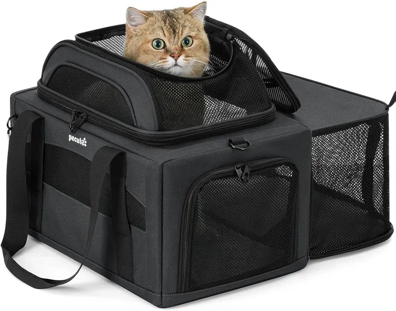 Transportador Expansível para Gatos – Aprovado por Companhias Aéreas | Extensão Superior | 42×28×23 cm