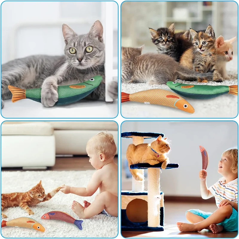 Brinquedos de Erva Gateira para Gatos – Pack de 3 Peixes de Pelúcia | 24 cm