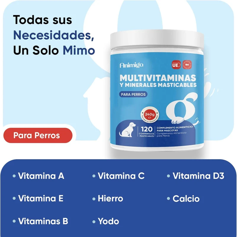 Animigo Multivitaminas para Cães | 120 Biscoitos Mastigáveis