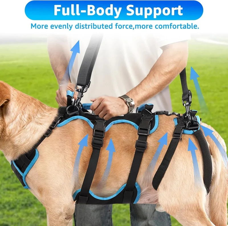Arnês de elevação para cães grandes – Arnês de suporte destacável 2 em 1, Sling para suporte de patas traseiras de cães grandes (preto, extra grande)