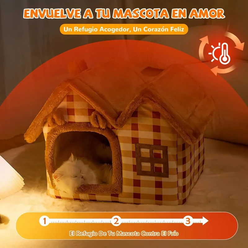 Cama Gruta / Casota para cães pequenos e gatos, quente, lavável