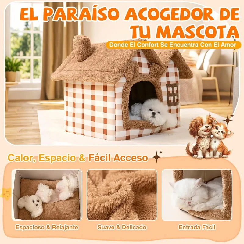 Cama Gruta / Casota para cães pequenos e gatos, quente, lavável