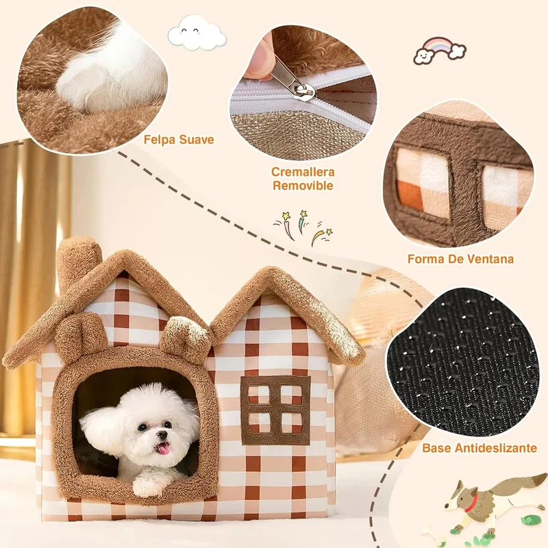 Cama Gruta / Casota para cães pequenos e gatos, quente, lavável
