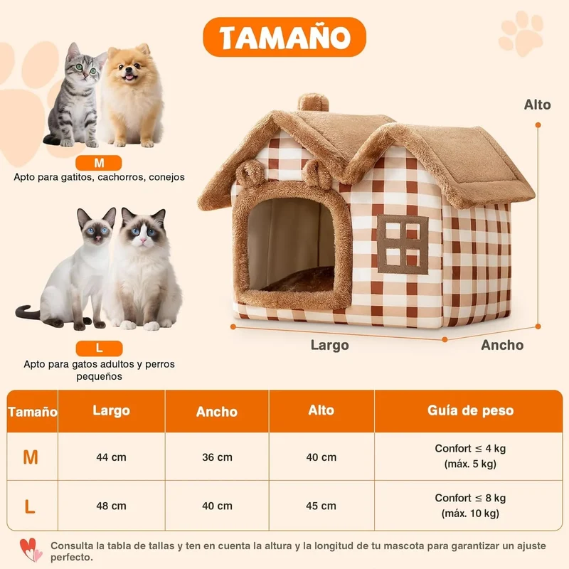 Cama Gruta / Casota para cães pequenos e gatos, quente, lavável