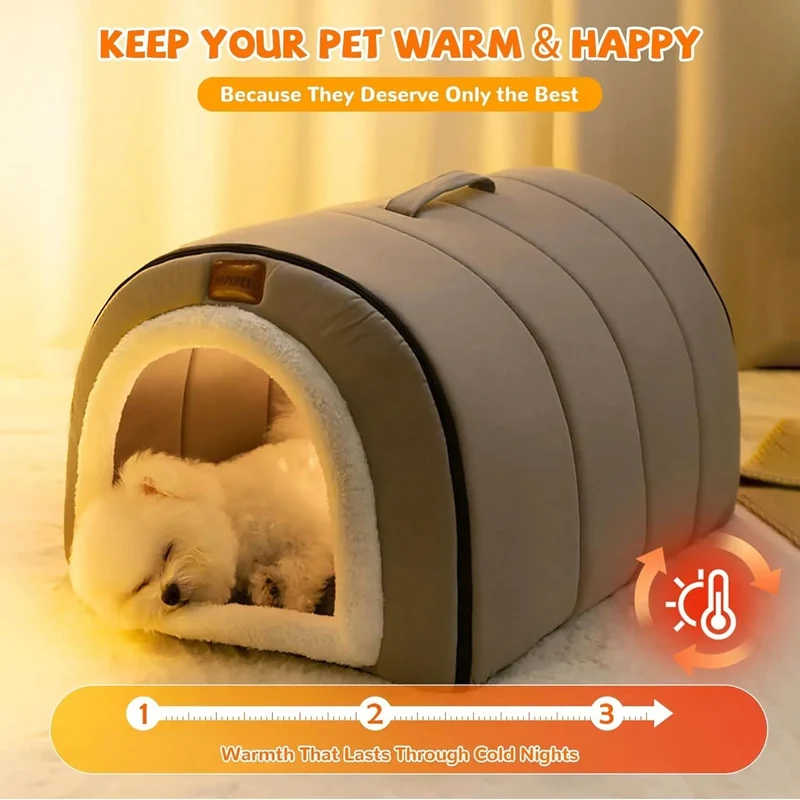 Cama gruta para cães, quentinha, dobrável