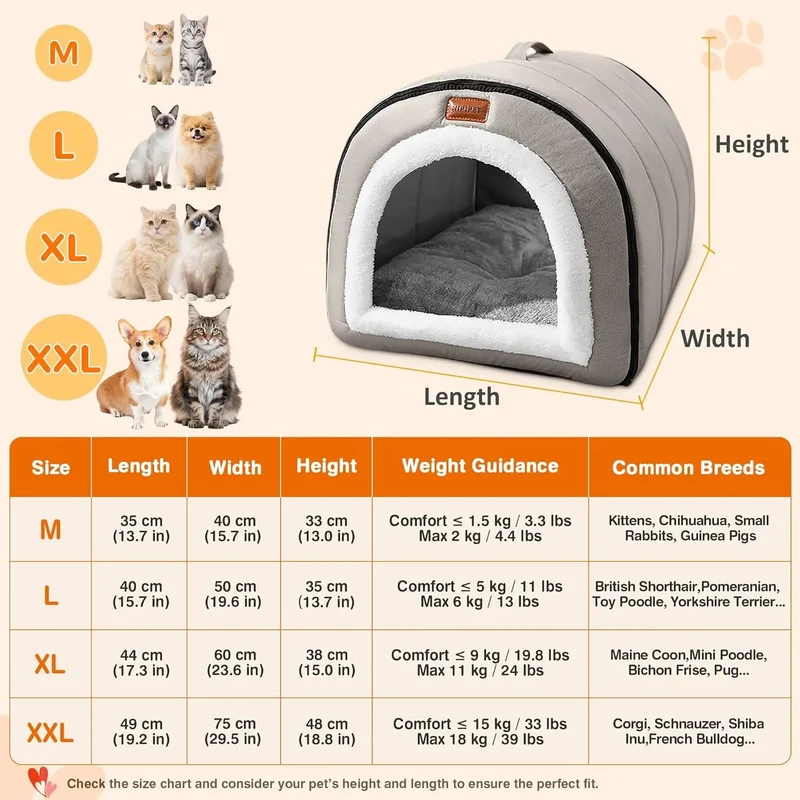 Cama gruta para cães, quentinha, dobrável