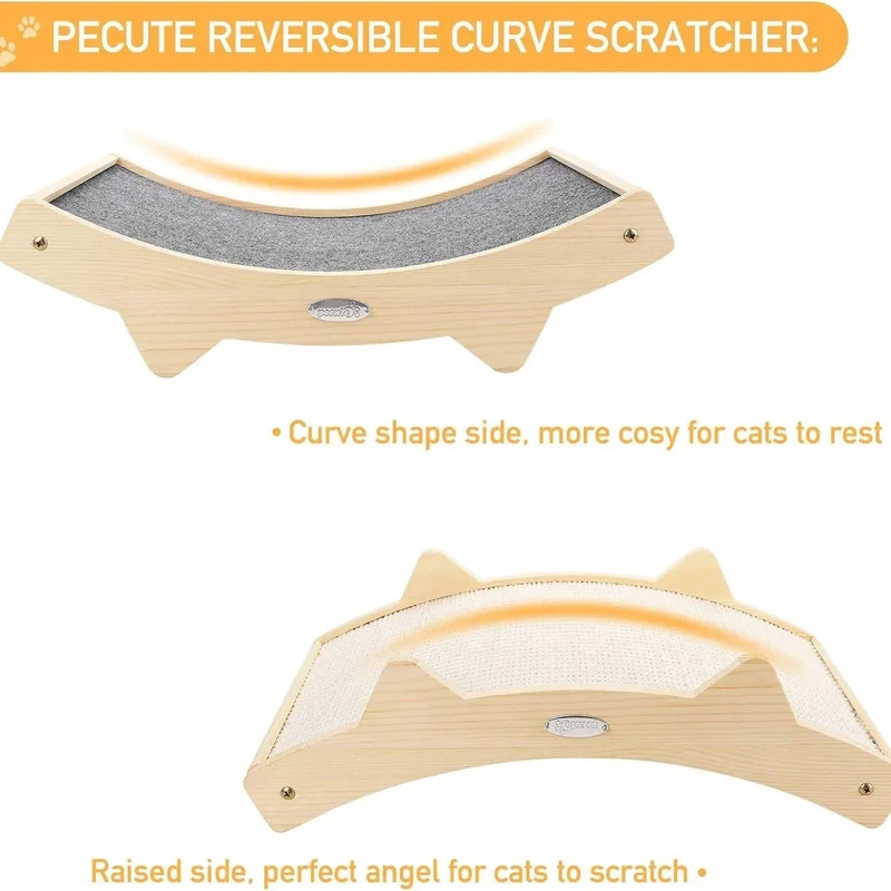 Arranhador / Raspador para gatos com frente e verso em sisal e estrutura de madeira