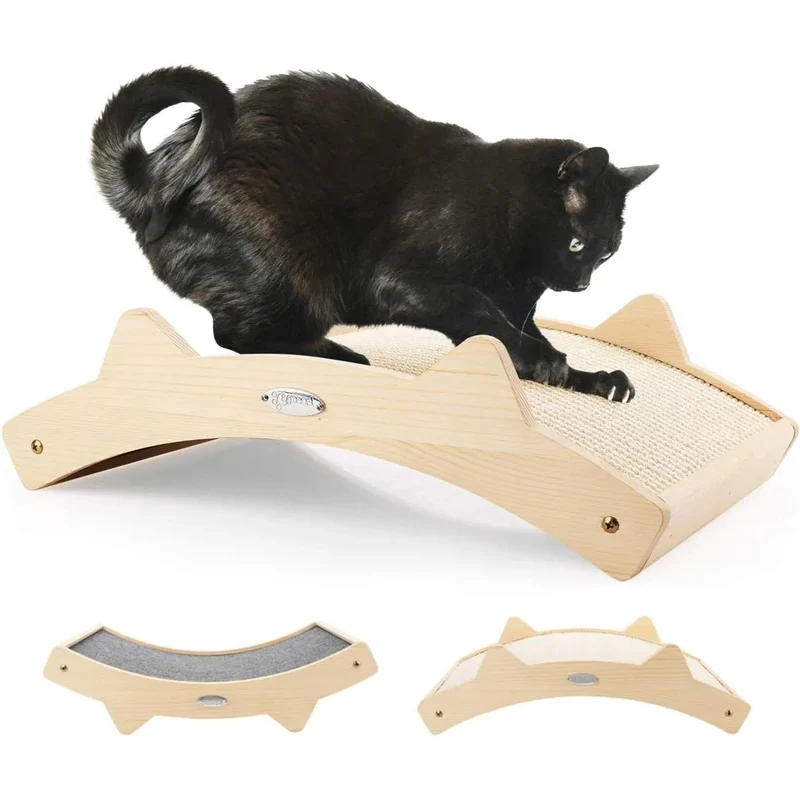 Arranhador / Raspador para gatos com frente e verso em sisal e estrutura de madeira
