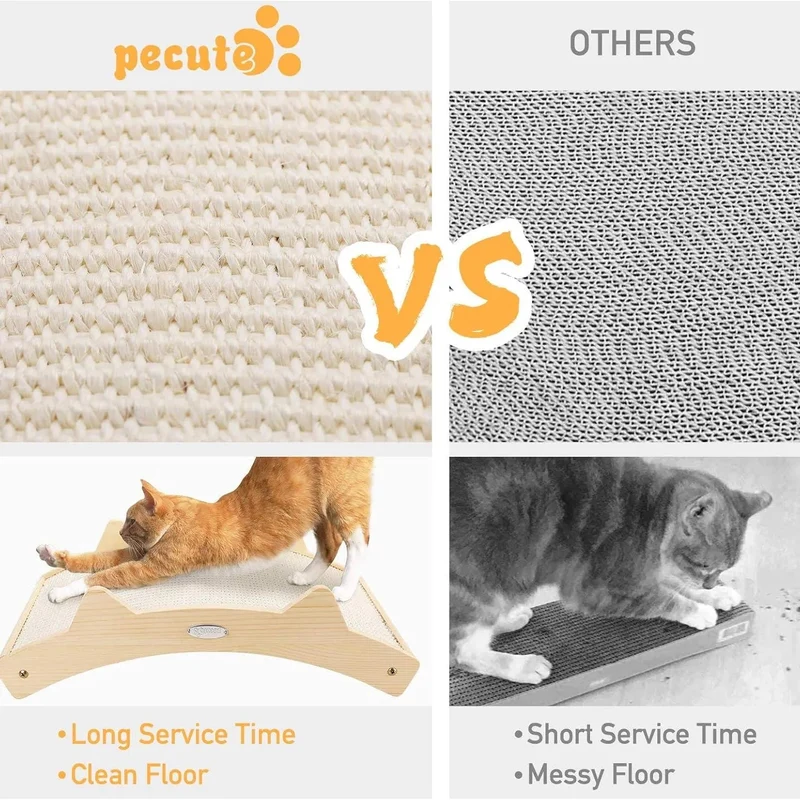 Arranhador / Raspador para gatos com frente e verso em sisal e estrutura de madeira