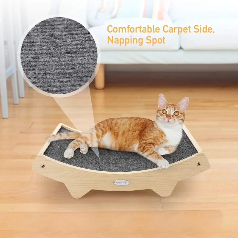 Arranhador / Raspador para gatos com frente e verso em sisal e estrutura de madeira