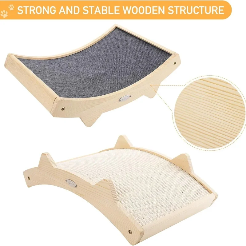 Arranhador / Raspador para gatos com frente e verso em sisal e estrutura de madeira