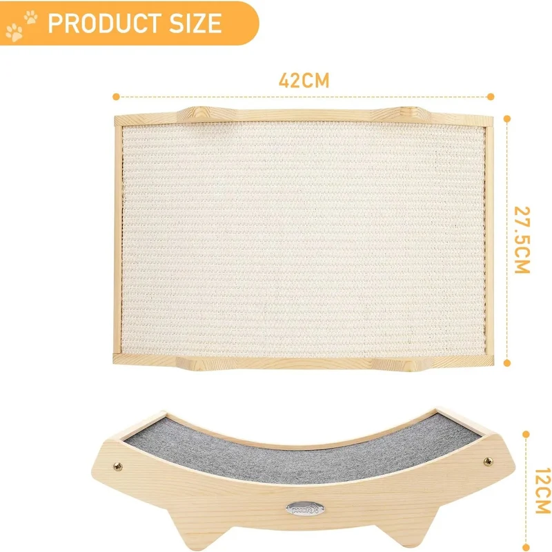 Arranhador / Raspador para gatos com frente e verso em sisal e estrutura de madeira
