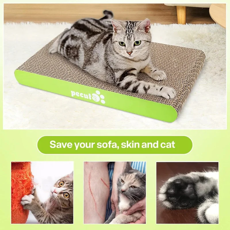 Arranhador para gatos com erva-gateira, tapete arranhador, suporte de bambu natural, com 4 ventosas resistentes e substituíveis