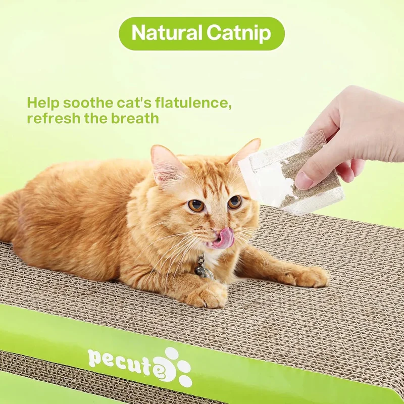 Arranhador para gatos com erva-gateira, tapete arranhador, suporte de bambu natural, com 4 ventosas resistentes e substituíveis