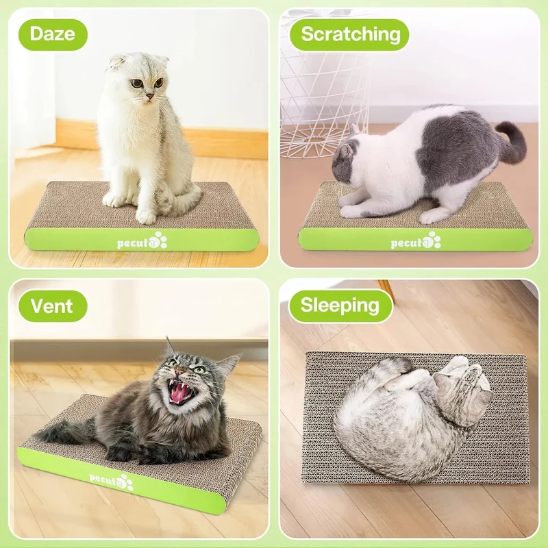 Arranhador para gatos com erva-gateira, tapete arranhador, suporte de bambu natural, com 4 ventosas resistentes e substituíveis