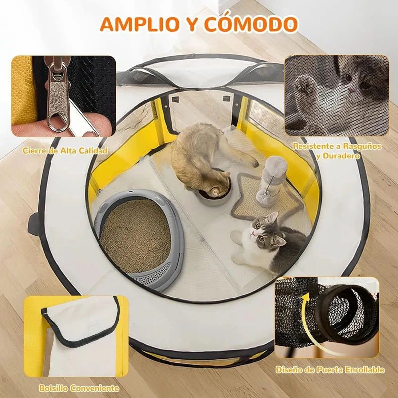 Parque dobrável para cães pequenos e gatos, portátil, uso interno ou exterior
