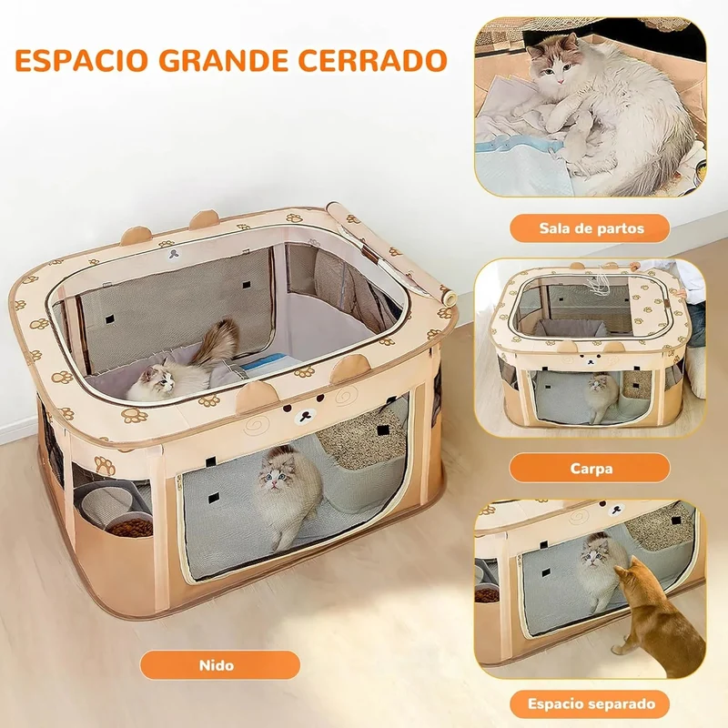 Parque dobrável para cães pequenos e gatos, portátil, uso interno ou exterior