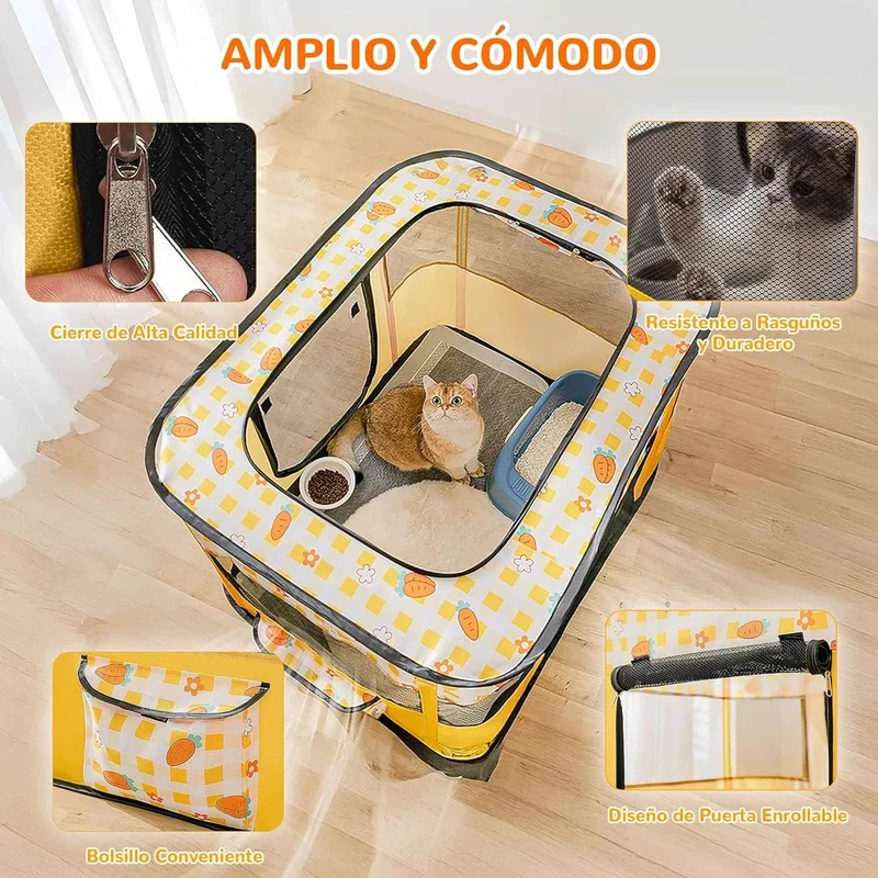 Parque dobrável para cães pequenos e gatos, portátil, uso interno ou exterior