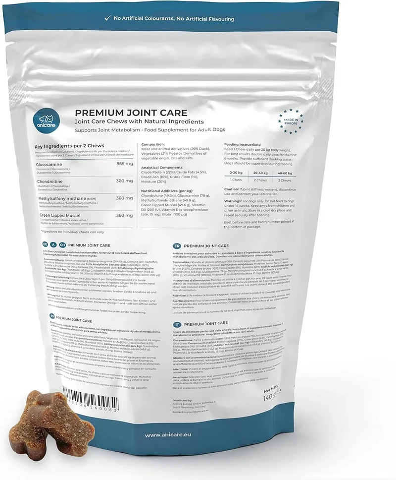 Premium Joint Care: Snacks / Biscoitos para Cães / Para as articulações - com glucosamina, condroitina, MSM e mexilhão da Nova Zelândia