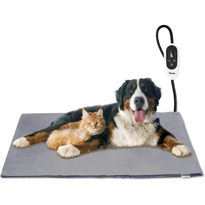Manta elétrica para cães e gatos, temporizador ajustável, almofada aquecida