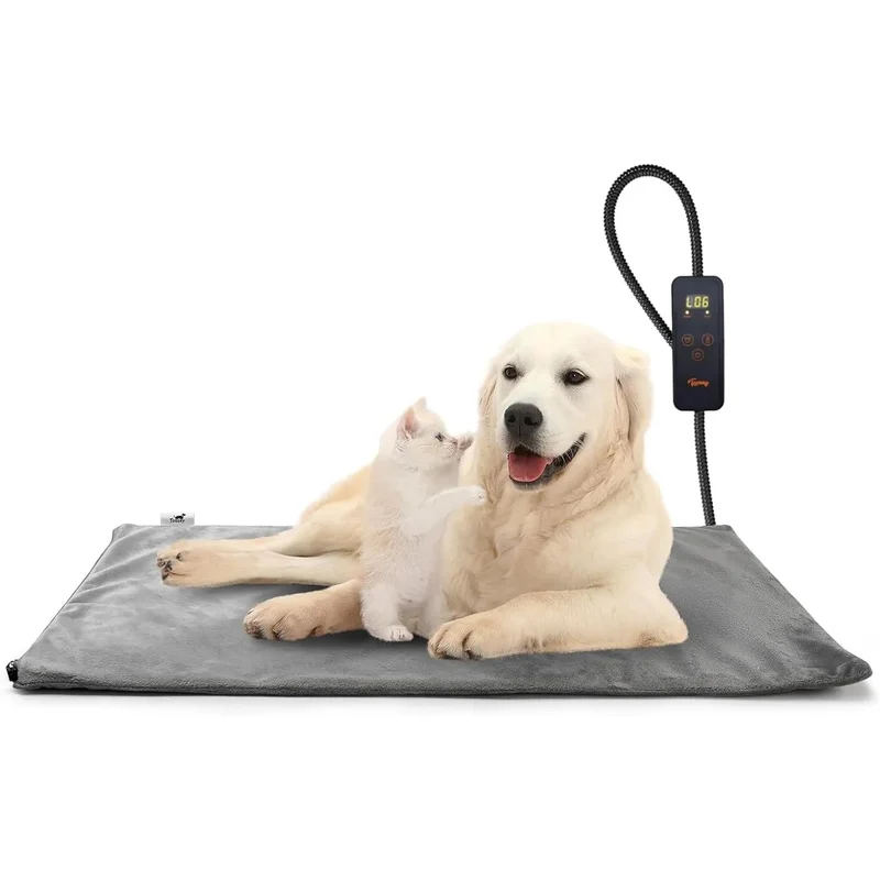 Manta elétrica para cães e gatos, temporizador ajustável, almofada aquecida