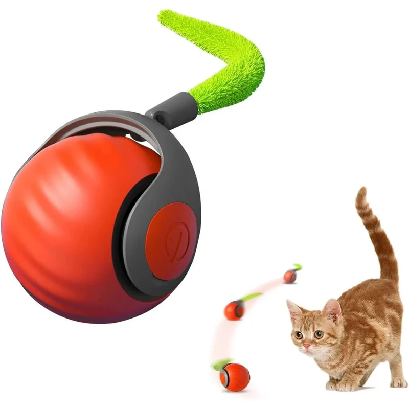 Bola Inteligente Interativa para Gatos com Cauda, Exercício Garantido, Bola Ativada por Movimento e Recarregável via USB
