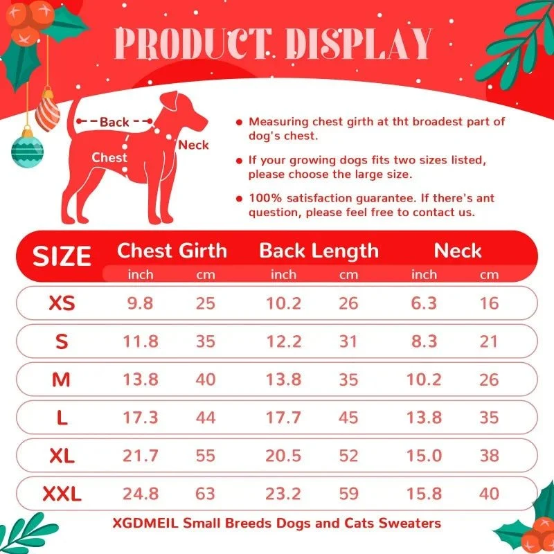 Camisola de Natal para Gatos ou Cães Pequenos e Médios