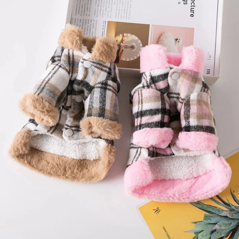 Casaco de Inverno Xadrez para Cães Pequenos