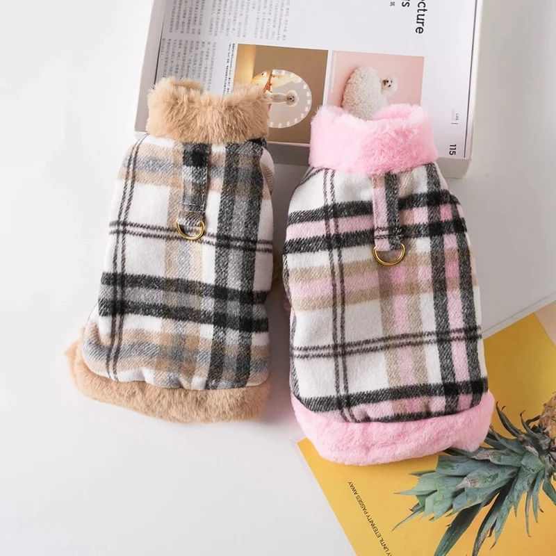 Casaco de Inverno Xadrez para Cães Pequenos