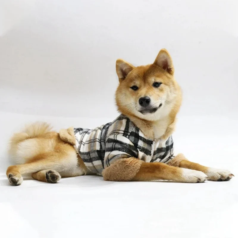 Casaco de Inverno Xadrez para Cães Pequenos