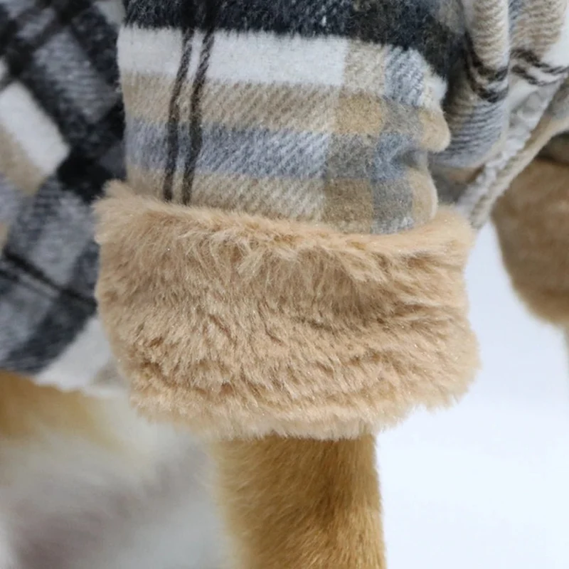 Casaco de Inverno Xadrez para Cães Pequenos