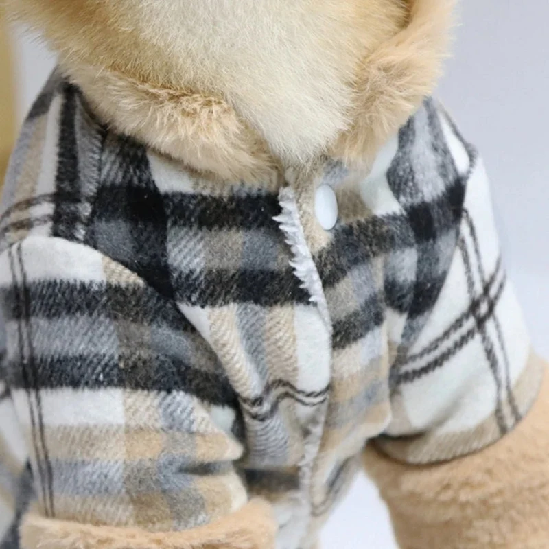 Casaco de Inverno Xadrez para Cães Pequenos